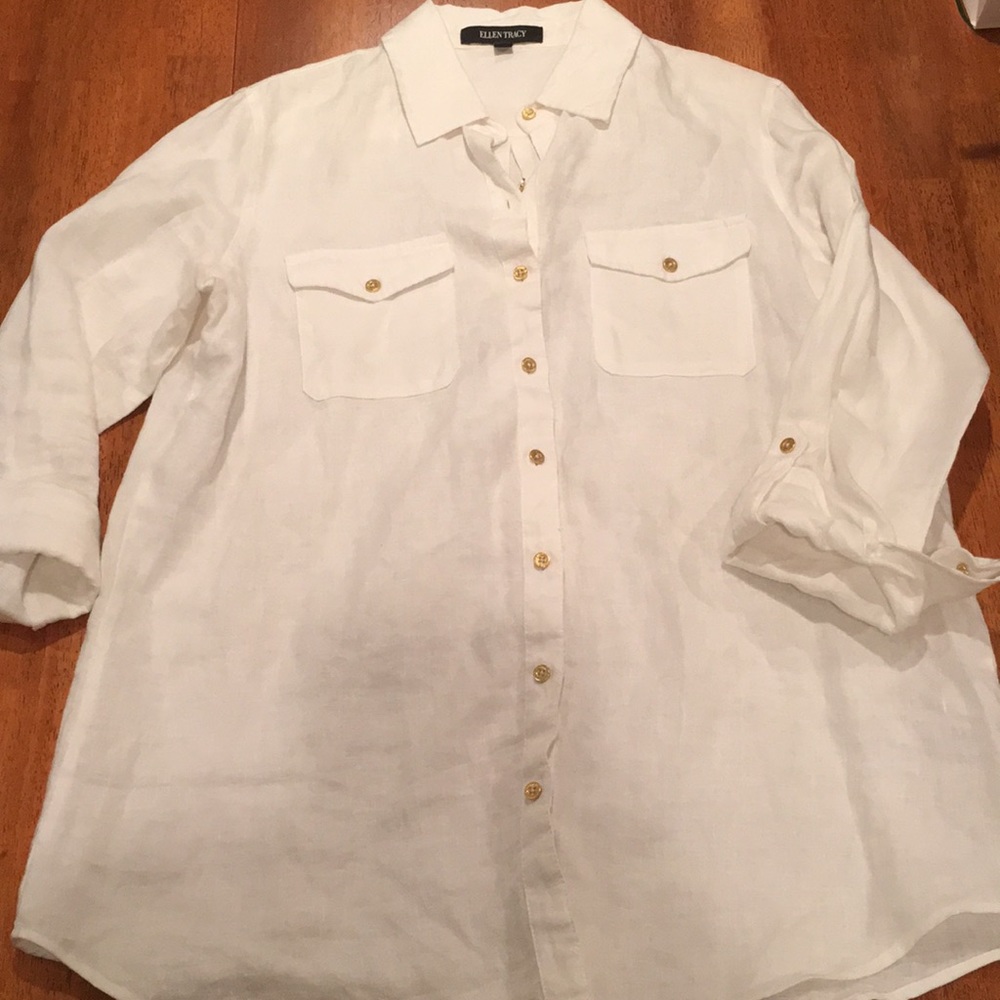 White Ellen Tracy button down shirt